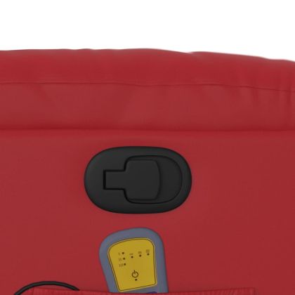 Изправящ масажен реклайнер стол, червен, изкуствена кожа