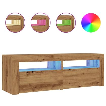 ТВ шкаф с LED осветление, 120x35x40 см, инженерно дърво