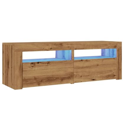 ТВ шкаф с LED осветление, 120x35x40 см, инженерно дърво