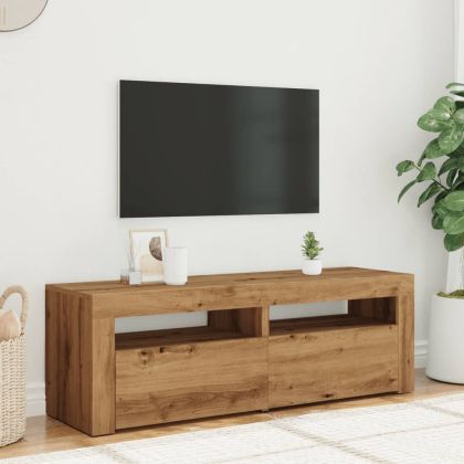 ТВ шкаф с LED осветление, 120x35x40 см, инженерно дърво