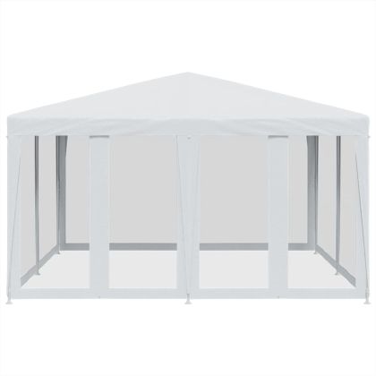 Парти палатка с 8 мрежести странични стени, бели, 4x4 м, HDPE