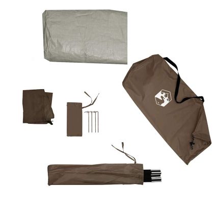 Куполна къмпинг палатка, 4-местна, кафява, водоустойчива