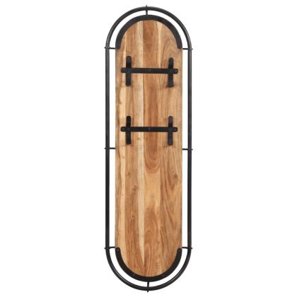 Стенни закачалки за дрехи с 4 куки 2 бр акациево дърво масив