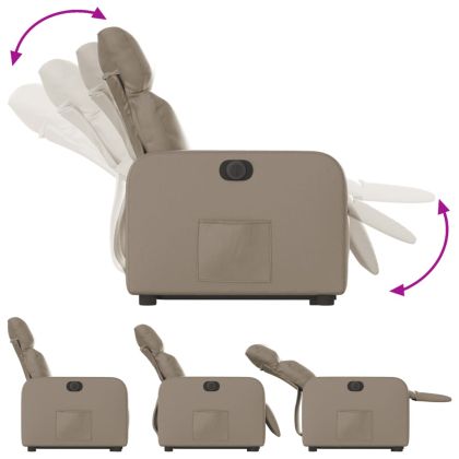 Електрически изправящ реклайнер стол, капучино, изкуствена кожа