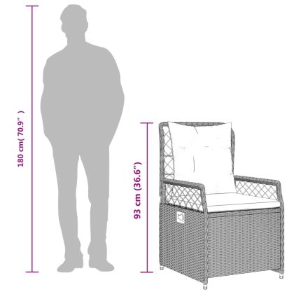 Градински трапезен комплект възглавници 5 части черен полиратан