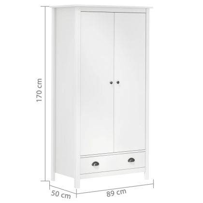 Гардероб с 2 врати Hill бял 89x50x170 см борово дърво масив
