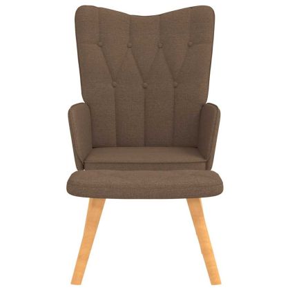 Релаксиращ стол с табуретка, кафяв, плат