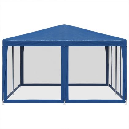 Парти палатка с 8 мрежести странични стени, синя, 4x4 м, HDPE