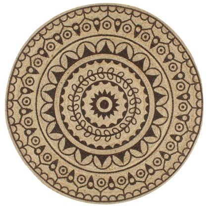 Ръчно тъкан килим от юта, тъмнокафяв принт, 120 см