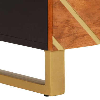 Странични шкафове 2 бр кафяво и черно 60x33,5x75 см манго масив