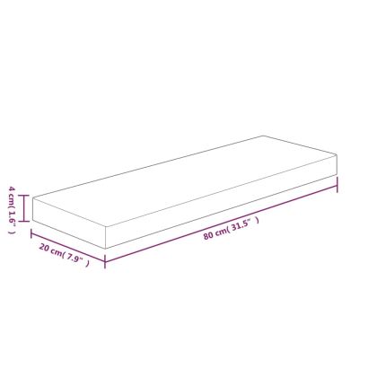 Дъска за рафт, 80x20x4 см, необработен масивен дъб