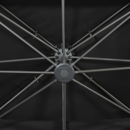 Градински чадър с конзола и двоен плот, черен, 400x300 см