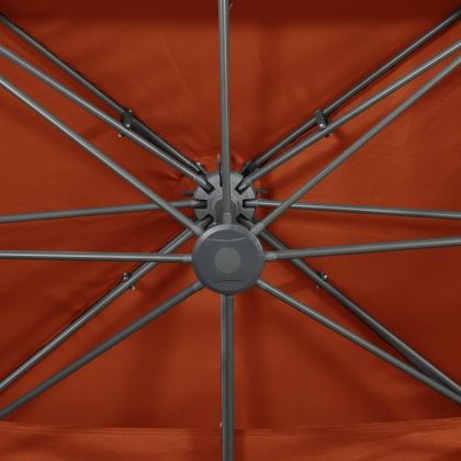 Градински чадър с конзола и двоен плот, теракота, 400x300 см