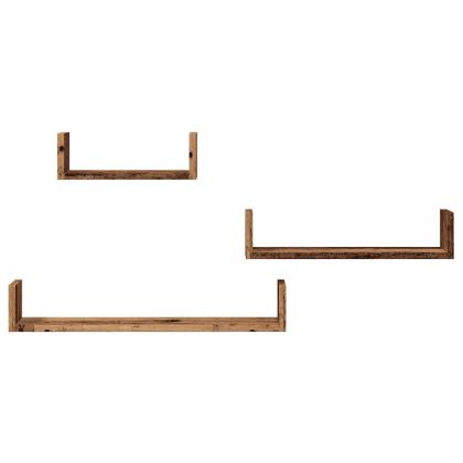 Стенни рафтове, 3 бр, старо дърво, инженерно дърво