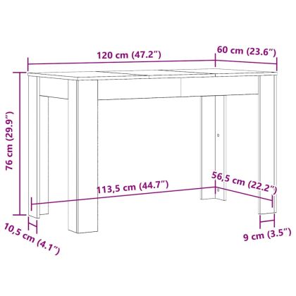 Трапезна маса, старо дърво, 120x60x76 см, ПДЧ