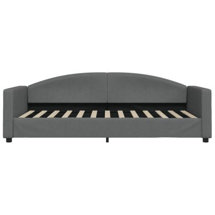 Канапе с матрак, тъмносиво, 90x200 см, плат