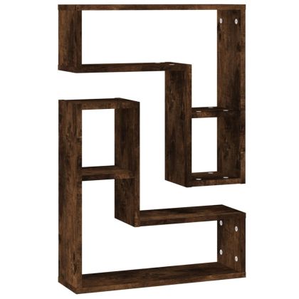 Стенни рафтове, 2 бр, опушен дъб, 50x15x50 см, инженерно дърво