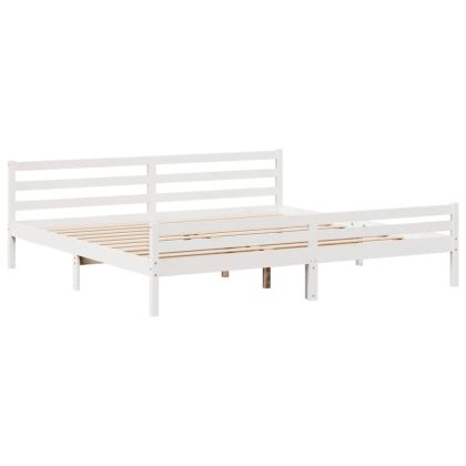 Рамка за легло с табла без матрак, бяла, 200x200 см