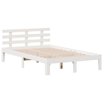 Легло с етажерка за книги, без матрак, 135x190 см, бор масив