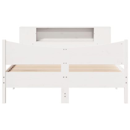 Рамка за легло без матрак, бял, 150x200 см, бор масив