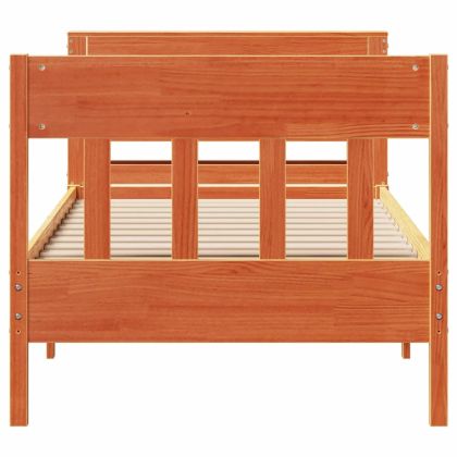 Рамка за легло без матрак, восъчнокафяв, 75x190 см, бор масив