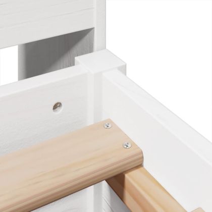 Рамка за легло без матрак, бял, 135x190 см, бор масив