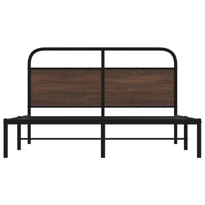 Рамка за легло без матрак 150x200 см кафяв дъб инженерно дърво