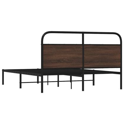 Рамка за легло без матрак 150x200 см кафяв дъб инженерно дърво