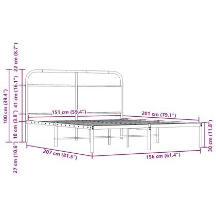 Рамка за легло без матрак 150x200 см кафяв дъб инженерно дърво