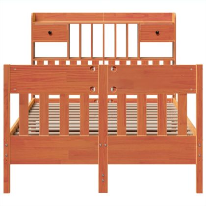 Рамка за легло без матрак, восъчнокафяво, 135x190 см, бор масив