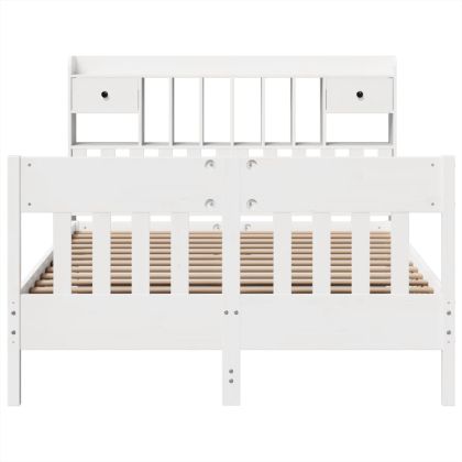 Рамка за легло без матрак, бял, 140x200 см, бор масив