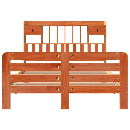 Легло с етажерка за книги, без матрак, 160x200 см, бор масив