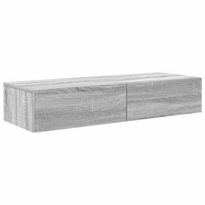 Стенен рафт с чекмеджета сив сонома 100x36x19см инженерно дърво