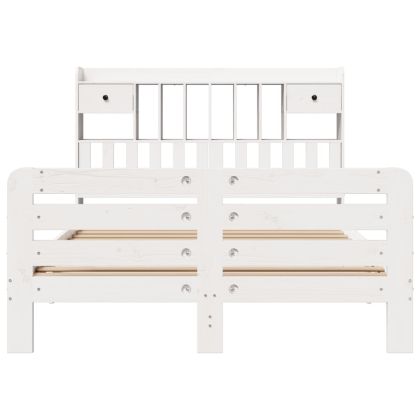 Легло с етажерка за книги, без матрак, 140x200 см, бор масив