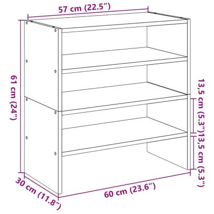 Поставки за обувки, 2 бр, стифируеми, бетонно сив, 60x30x30,5см