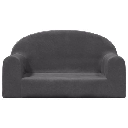 Детско диванче, 2-местно, антрацит, мек плюш