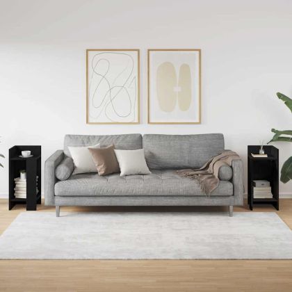 Странични маси с рафт, 2 бр, черни, 25,5x27x60 см