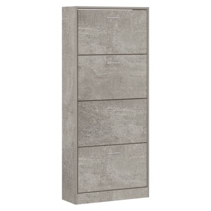 Шкаф за обувки, бетонно сив, 63x24x147 см, инженерно дърво