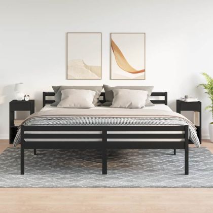 Нощни шкафчета с чекмеджета, 2 бр, черен дъб, 35x34x66,5 см