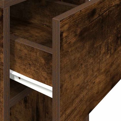 Стойка за компютърна кула с чекмедже опушен дъб 30x44x74 см