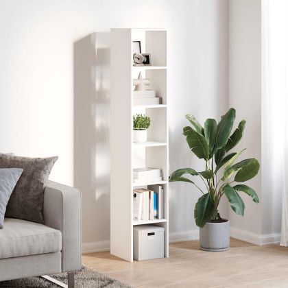 Библиотеки 2 бр стифиращи бели 30x30x80 см инженерно дърво