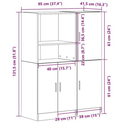 Комплект кухненски шкафове от 2 части, черен, инженерно дърво