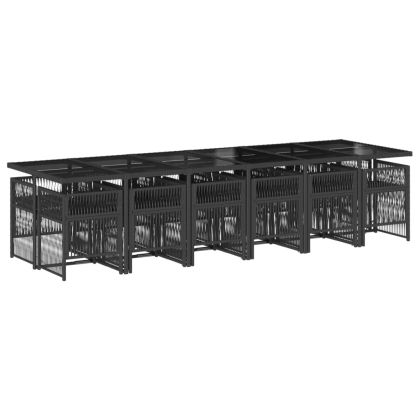 Външен трапезен комплект 13 части с възглавници черен полиратан