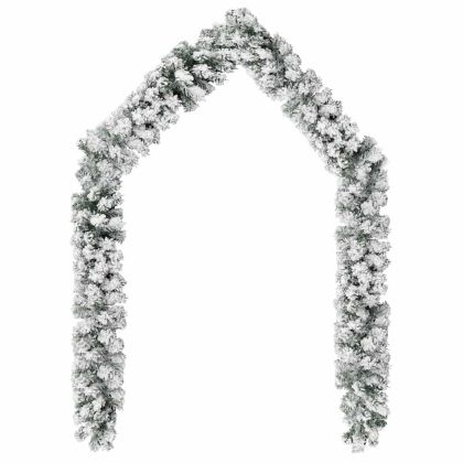 Коледен гирлянд със сняг, зелен, 10 м, PVC