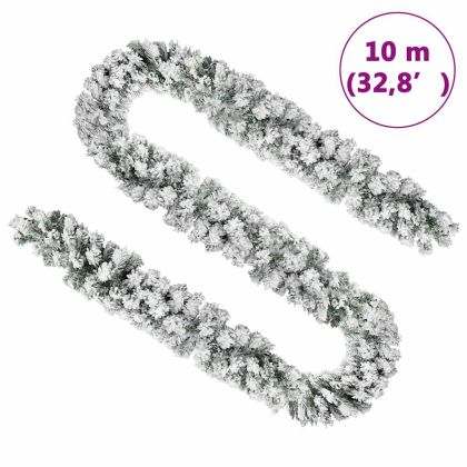 Коледен гирлянд със сняг, зелен, 10 м, PVC