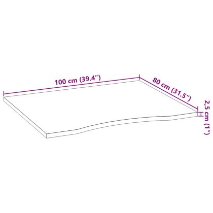 Плот на бюро 100x80x2,5 cm необработен масивен дъб правоъгълна