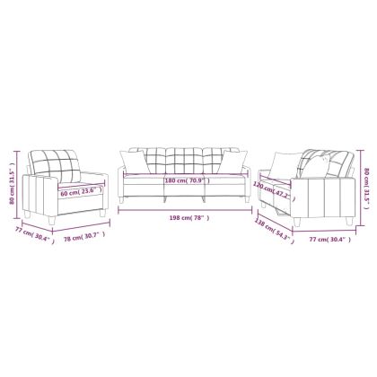 Комплект дивани от 3 части с възглавници кремав изкуствена кожа