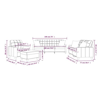 Комплект дивани от 4 части с възглавници кремав изкуствена кожа