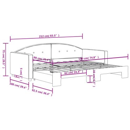 Канапе с изтеглящо разтегателно легло черно 90x190 см кадифе