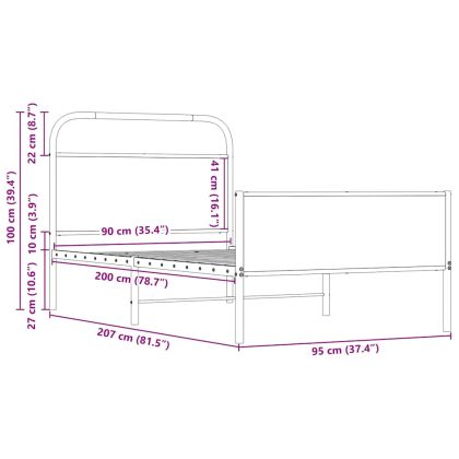 Рамка за легло без матрак 90x200 см дъб сонома инженерно дърво